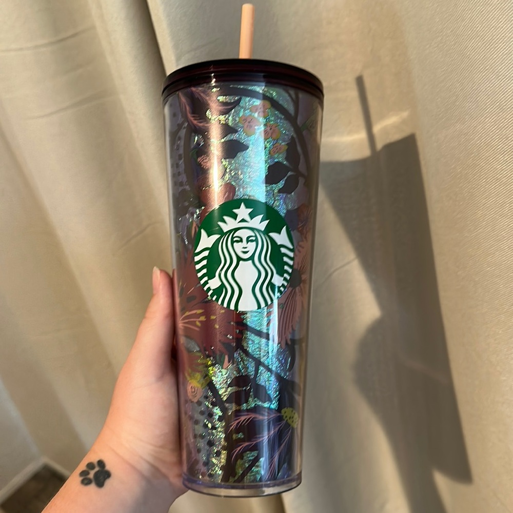 2021 fall foil dark floral Starbucks tumbler